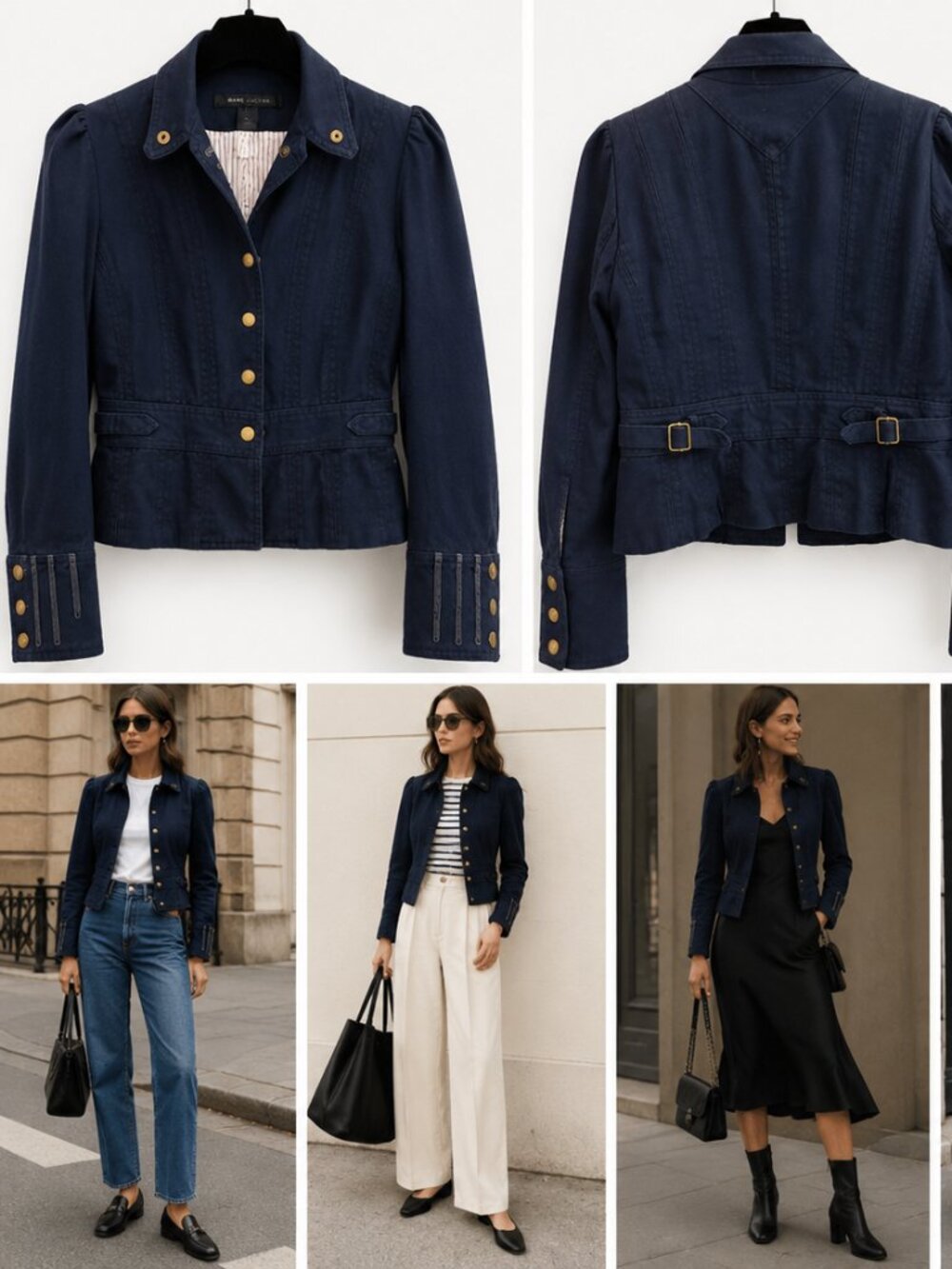 Marc Jacobs Military Jacket | Black  | Puff Sleeve | Gold Hardware | Size 4